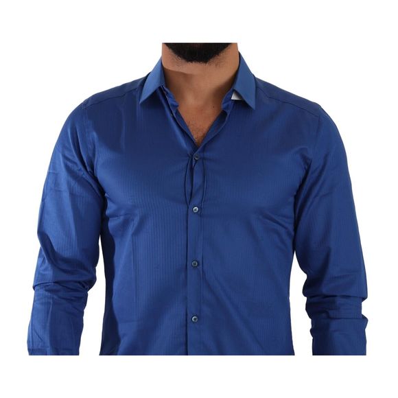 Dolce & Gabbana Blue MARTINI Cotton Slim Fit Formal Shirt - Picture 3 of 5